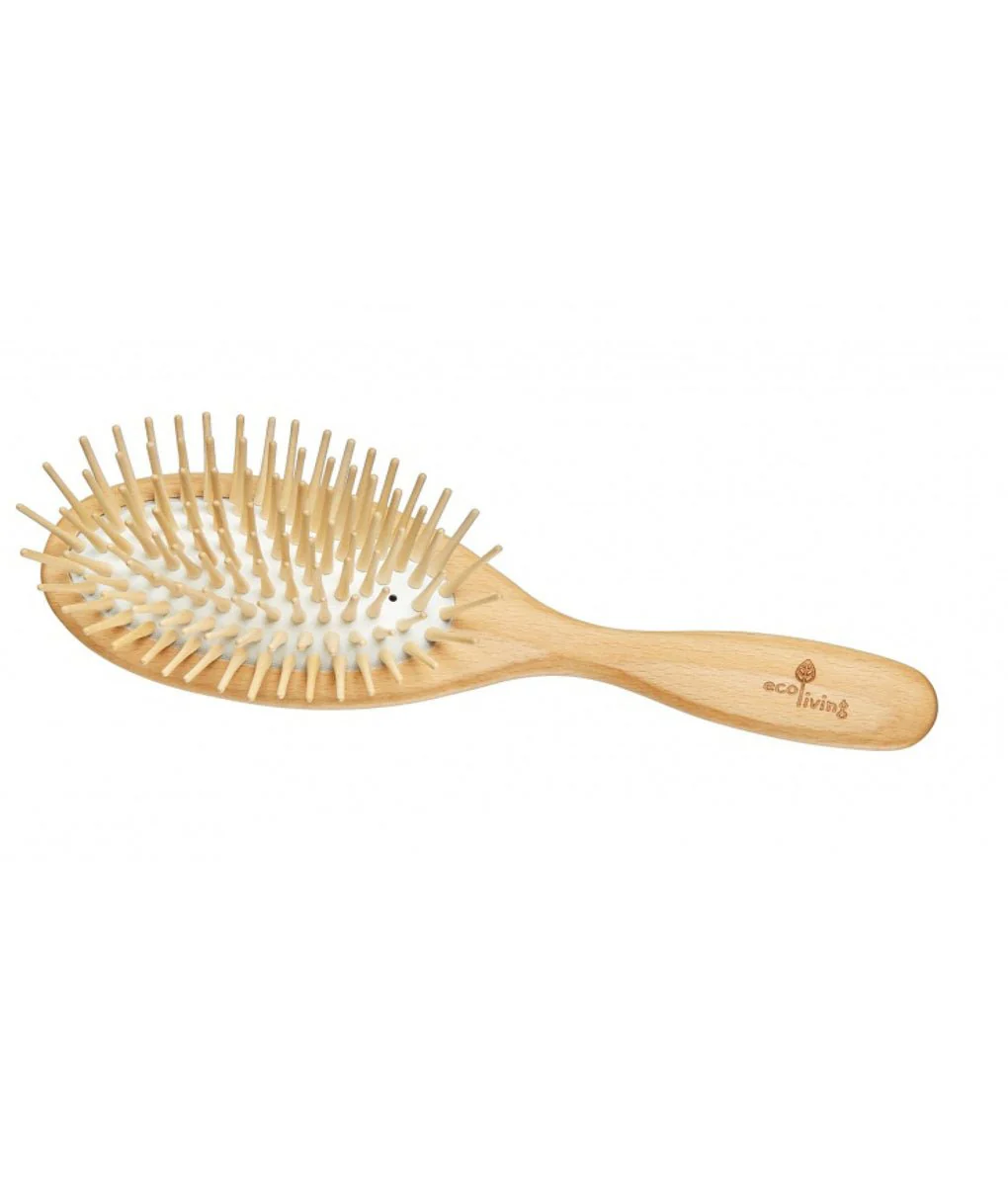 Eco Living Bamboo Hairbrush Oval With Extra Long Pins