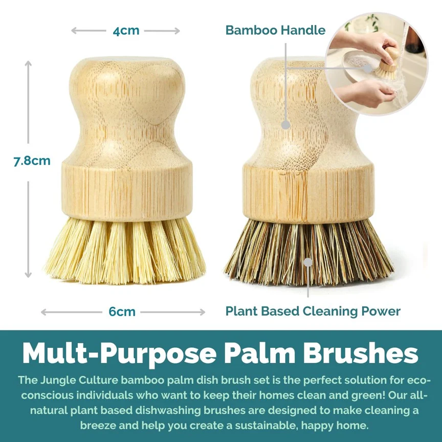 Jungle Culture Bamboo Dish Brush Set - x2 Brushes - Image 8