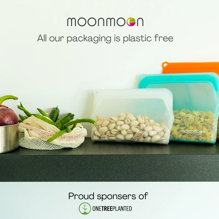 Moonmoon Reusable Silicone Food Bags Medium - x2 Pack - Image 2