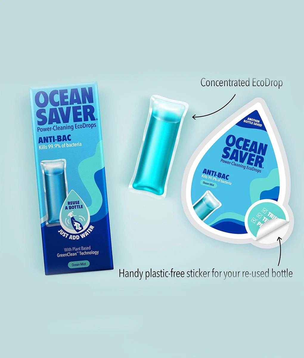 OceanSaver Cleaning Drop Multipurpose Starter Pack - Bottle + Sachet - Apple - Image 2