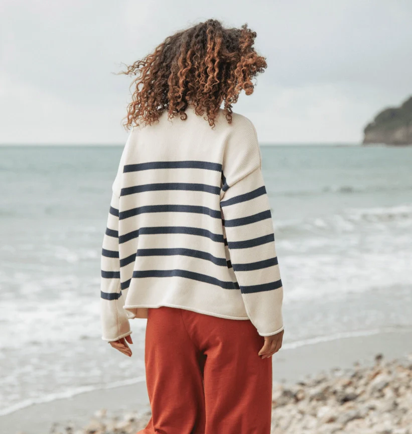 Rapanui Offshore Organic Cotton Oversized Striped Knitted Jumper - Image 3