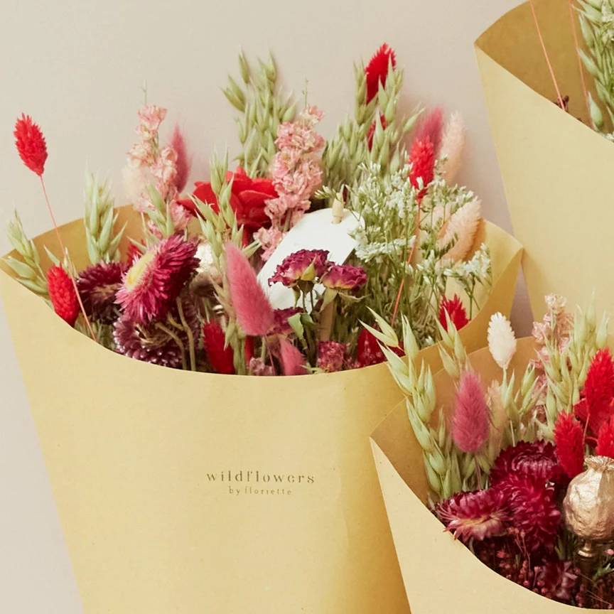 Wildflowers by Floriette Dried Flower Bouquet 50cm - Red - Image 3